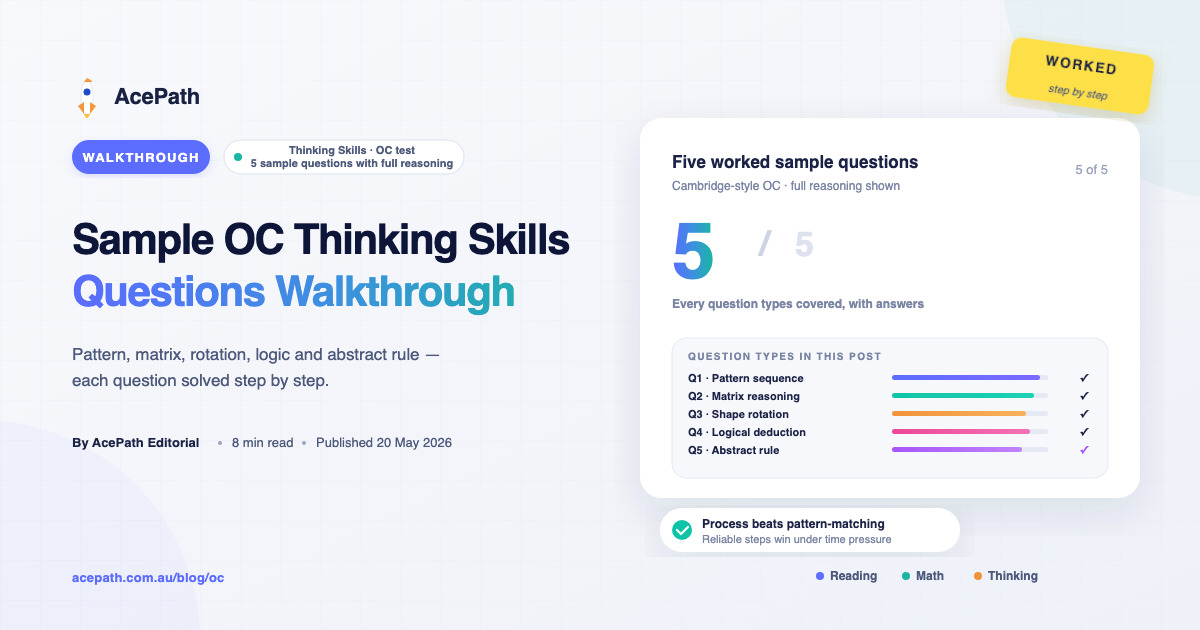Sample OC Thinking Skills Questions Walkthrough — OC test prep guide by AcePath