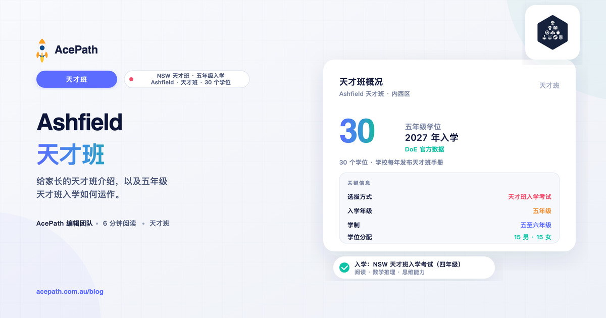 Ashfield 公立学校 OC 天才班：家长指南 — OC test prep guide by AcePath