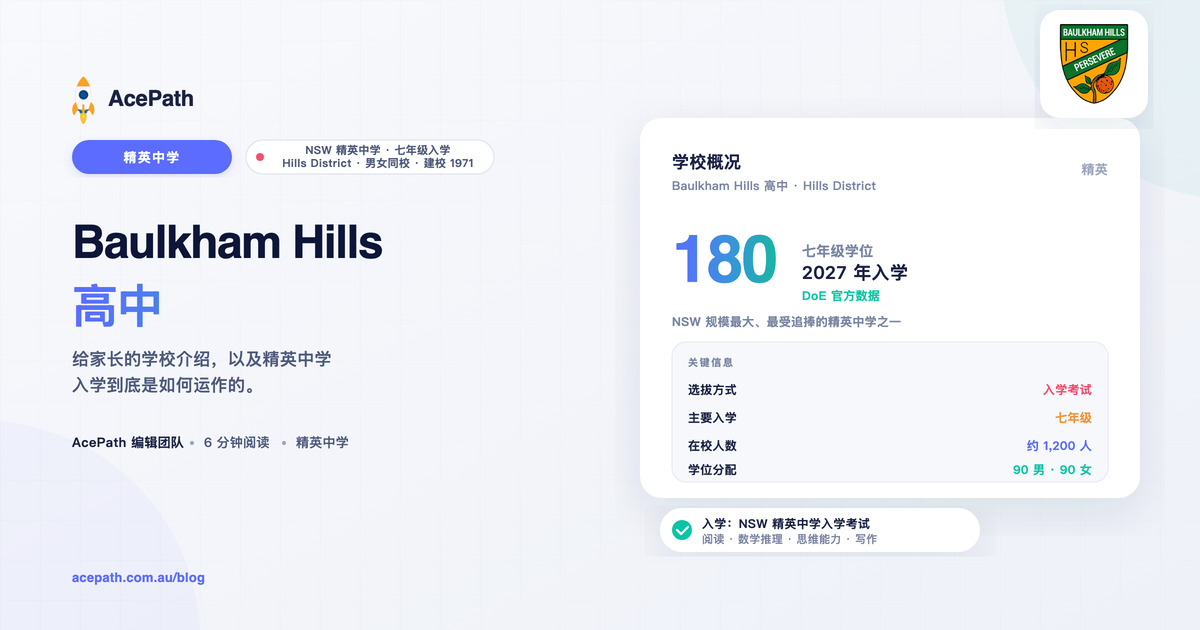 Baulkham Hills 高中：精英中学入学指南 — Selective test prep guide by AcePath