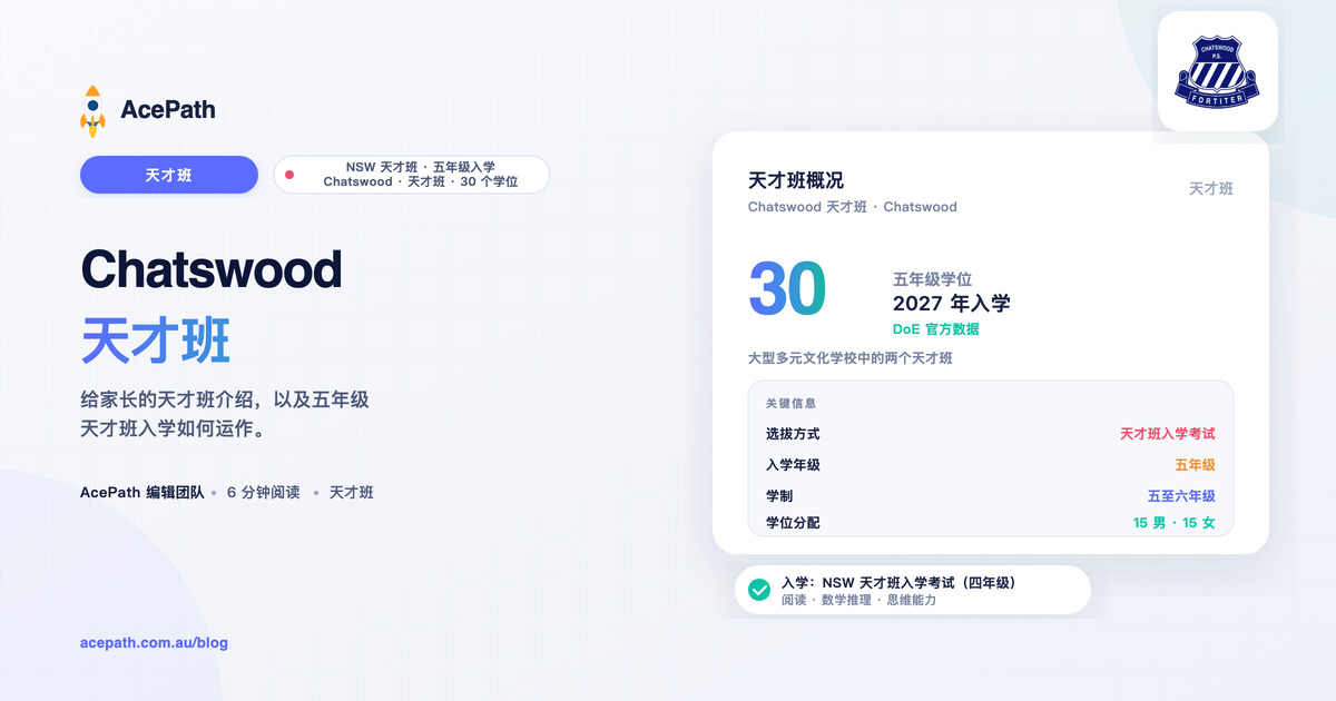 Chatswood 公立学校 OC 天才班：家长指南 — OC test prep guide by AcePath