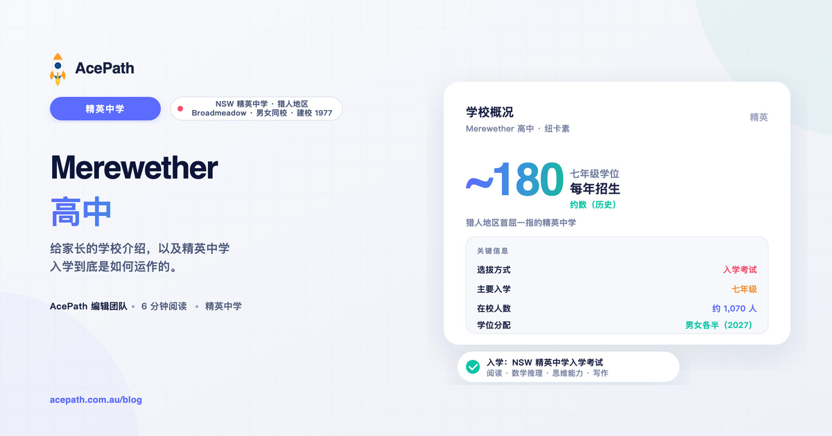 Merewether 高中：精英中学入学指南 — Selective test prep guide by AcePath