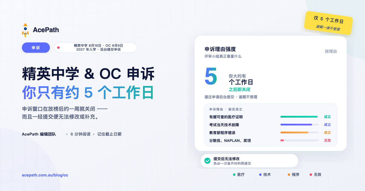 NSW 精英中学 & OC 天才班申诉：你只有约 5 个工作日 — General test prep guide by AcePath