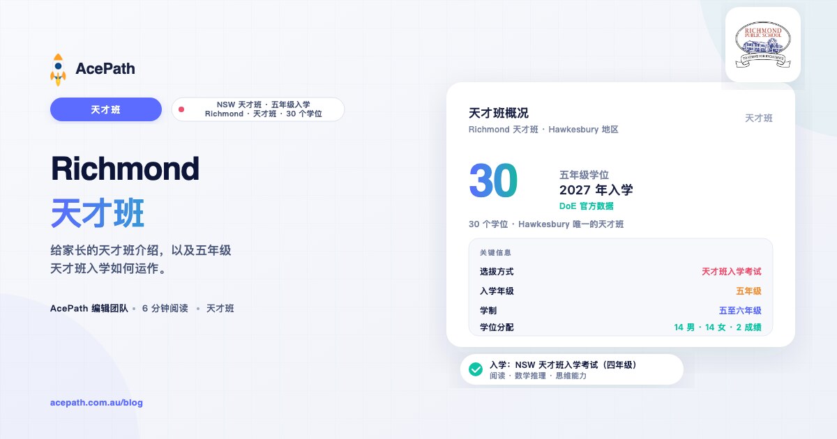 Richmond 公立学校 OC 天才班指南 — OC test prep guide by AcePath