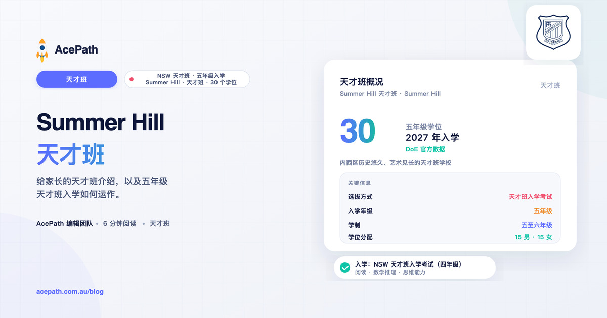 Summer Hill 公立学校 OC 天才班：家长指南 — OC test prep guide by AcePath