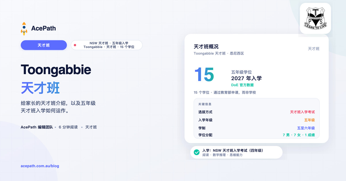 Toongabbie 公立学校 OC 天才班指南 — OC test prep guide by AcePath