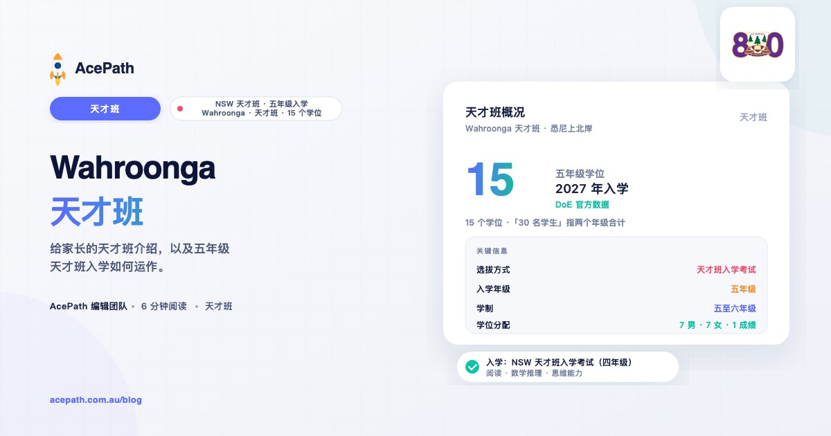 Wahroonga 公立学校 OC 天才班指南 — OC test prep guide by AcePath