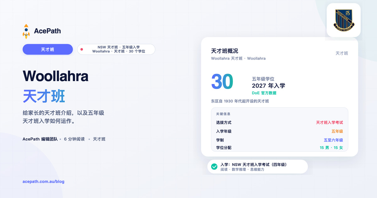 Woollahra 公立学校 OC 天才班：家长指南 — OC test prep guide by AcePath